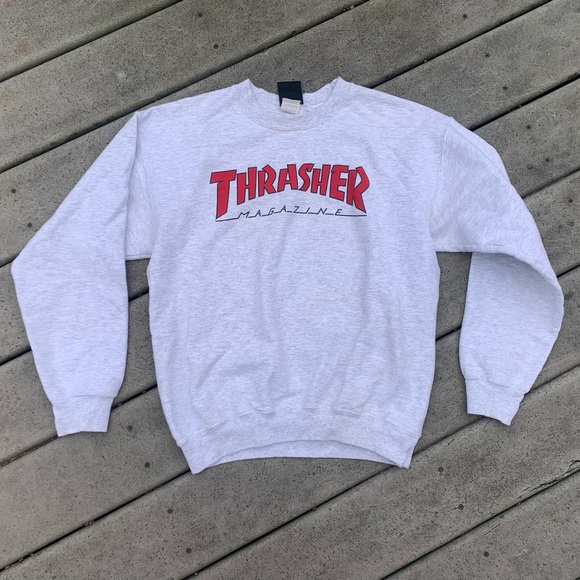 Vintage Thrasher Magazine Sweatshirt | Thrasher Skateboard CREWNECK w Red Logo - Picture 2 of 5